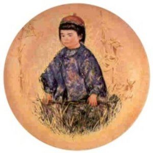 Michio Oriental Gold Edna Hibel  plate  Rosenthal W. Germany 10" gold overlay